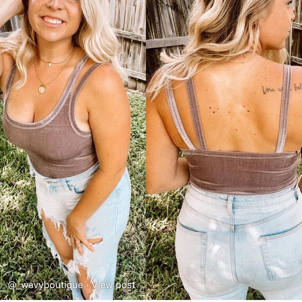 Velvet ribbed bodysuit